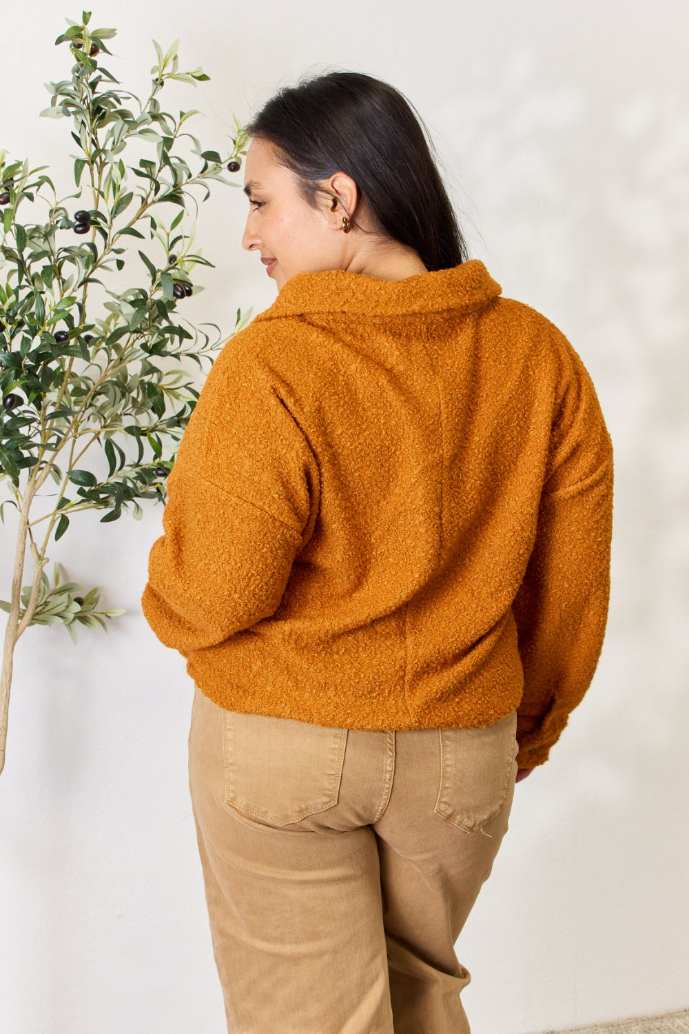 Full Size Half Button Long Sleeve