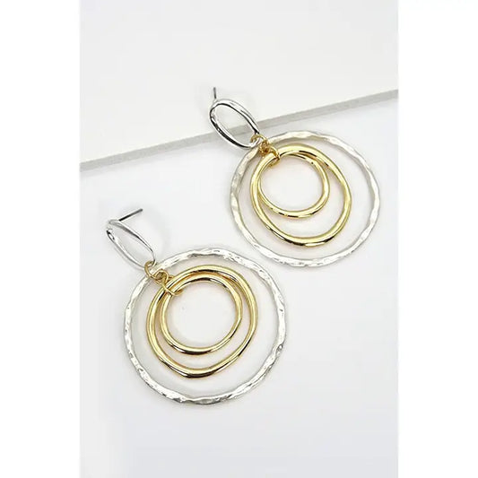 Hammered Circle Drop Earrings