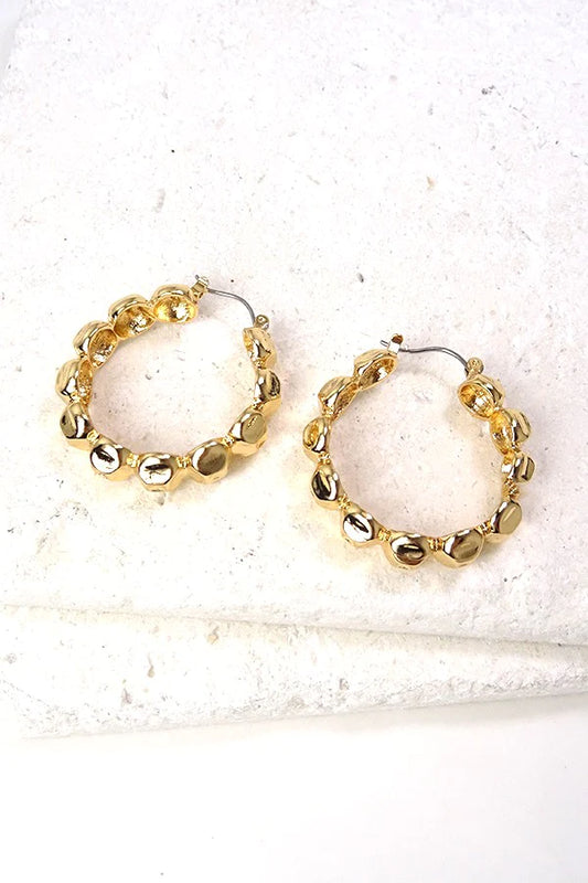 Textured Gold Tone Hoop Earrings