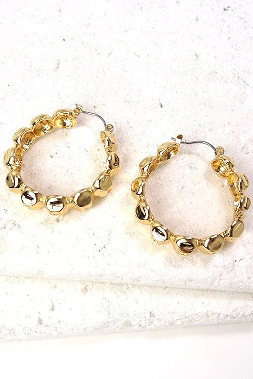 Textured Gold Tone Hoop Earrings