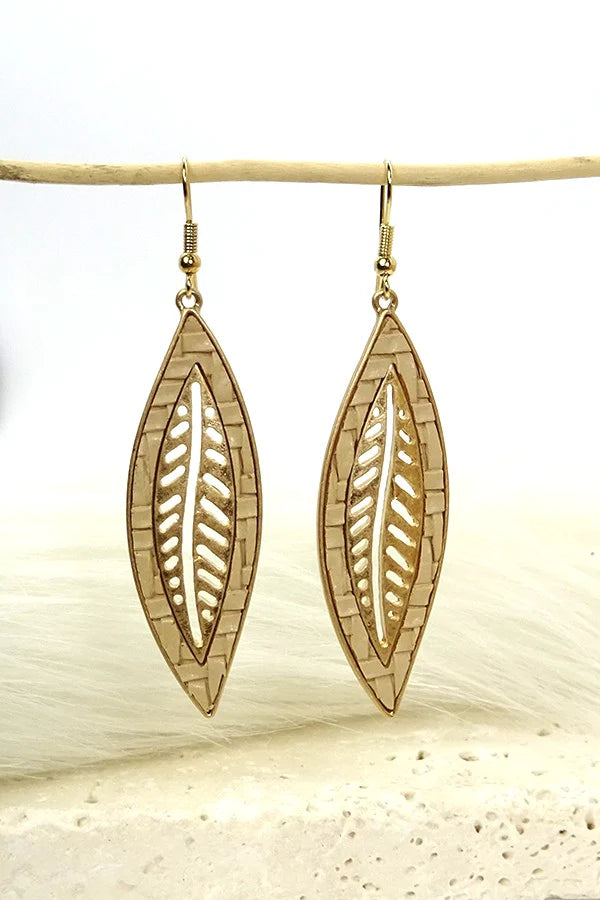 Wooden Leaf Earrings