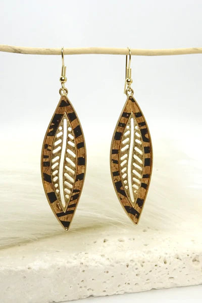 Wooden Leaf Earrings