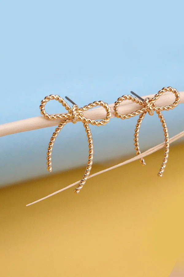 Rope Bow Stud Earrings