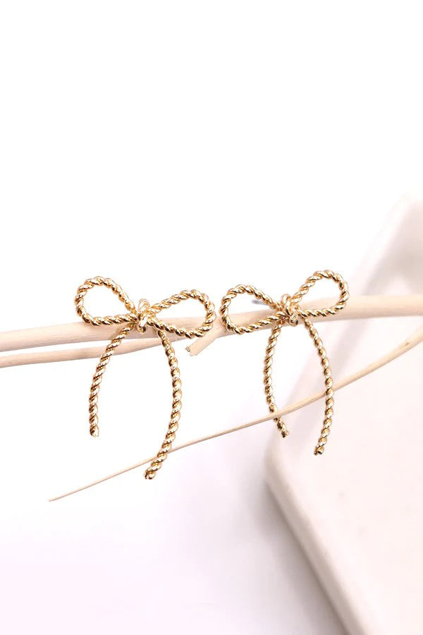 Rope Bow Stud Earrings