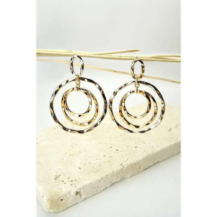 Hammered Circle Drop Earrings