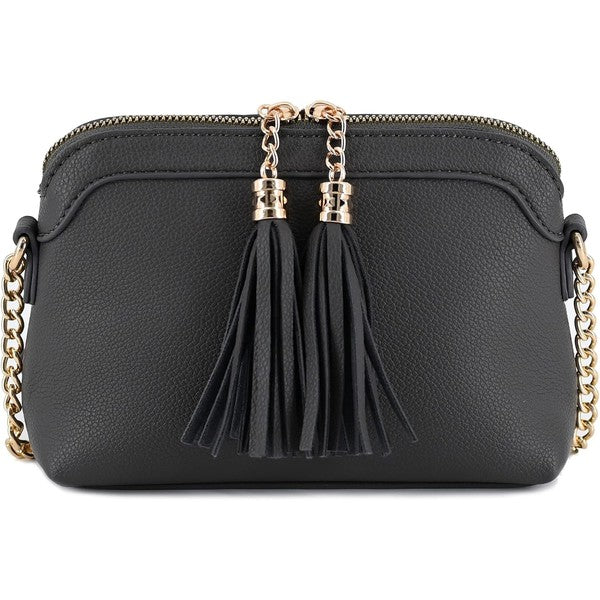 Tassel Small Crossbody Bag with Chain Strap